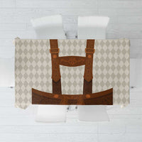 German-style tablecloth with beige diamond pattern and brown lederhosen icon