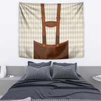 Beige tapestry featuring a brown lederhosen design with diamond background pattern