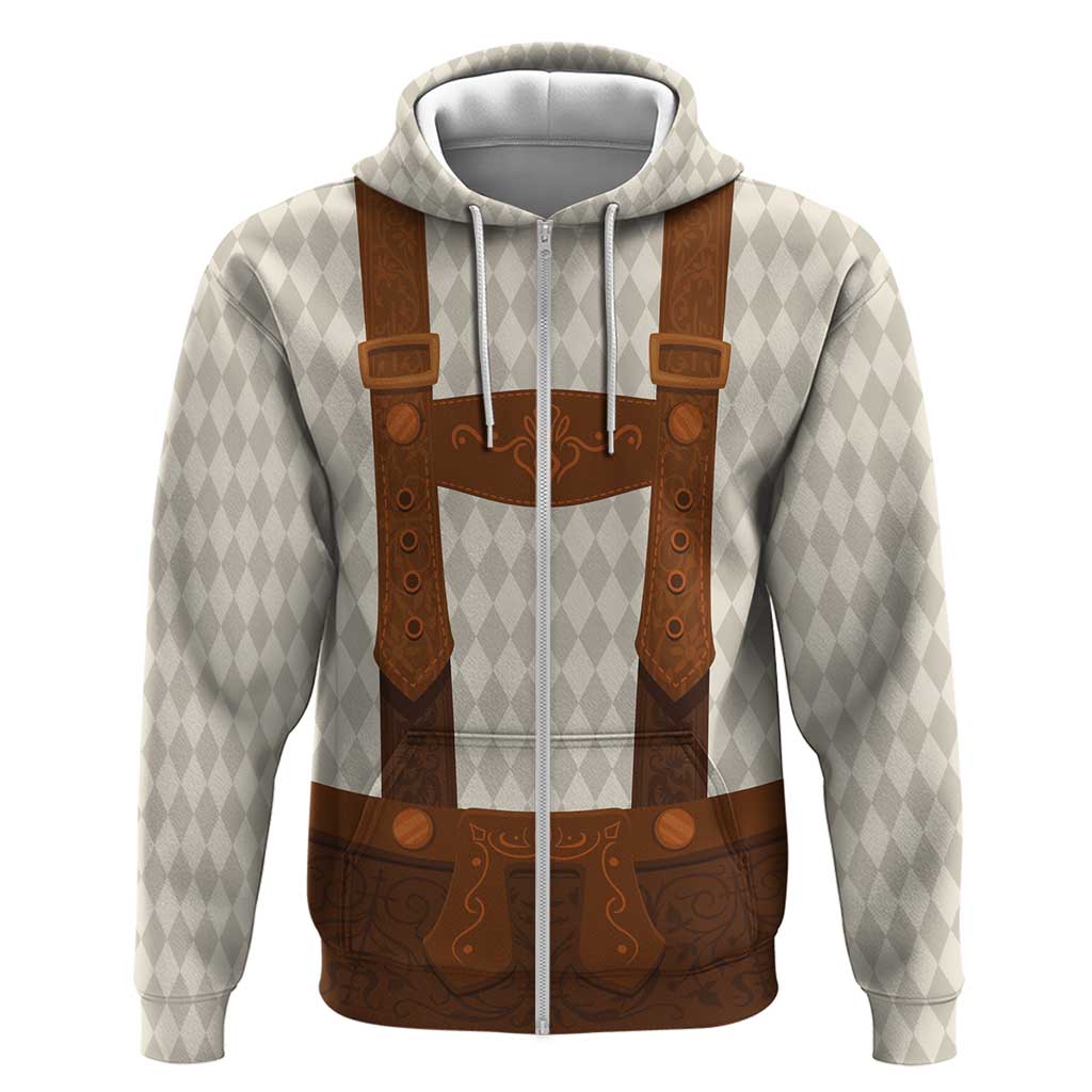 Traditional German Costume - Lederhosen Zip Hoodie Old Vintage Bavarian Pattern - Wonder Print Shop