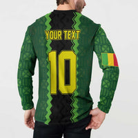 Custom Mali Football Button Sweatshirt Les Aigles-Green Gold and Red