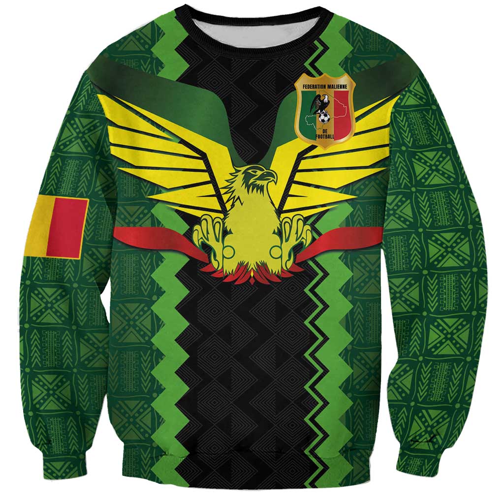 Custom Mali Football Sweatshirt Les Aigles-Green Gold and Red
