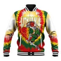 Custom Lithuania-Skeleton Power Dunk Baseball Jacket Tie Dye Style