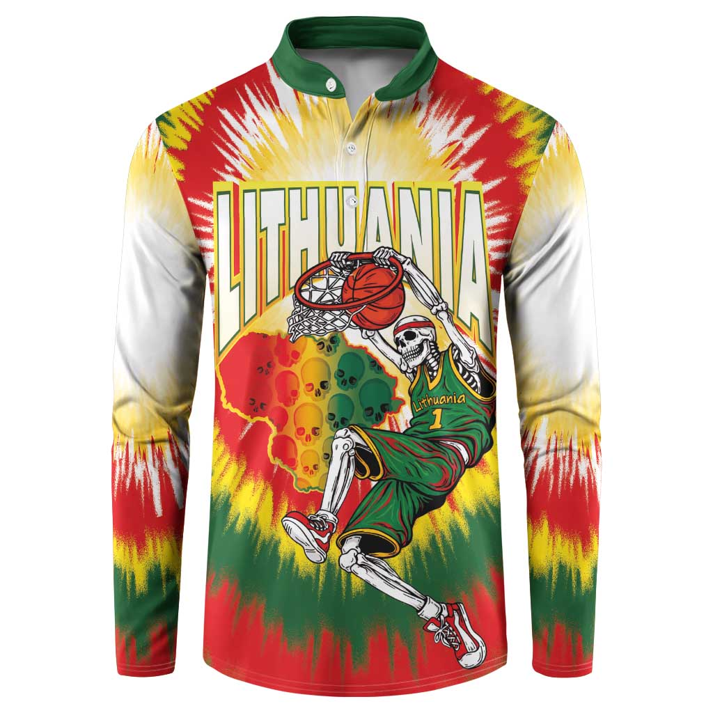 Custom Lithuania-Skeleton Power Dunk Button Sweatshirt Tie Dye Style