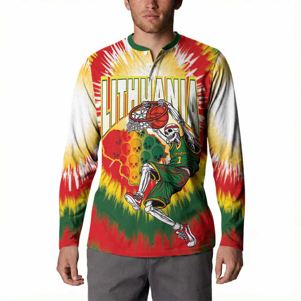 Custom Lithuania-Skeleton Power Dunk Button Sweatshirt Tie Dye Style