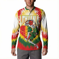 Custom Lithuania-Skeleton Power Dunk Button Sweatshirt Tie Dye Style