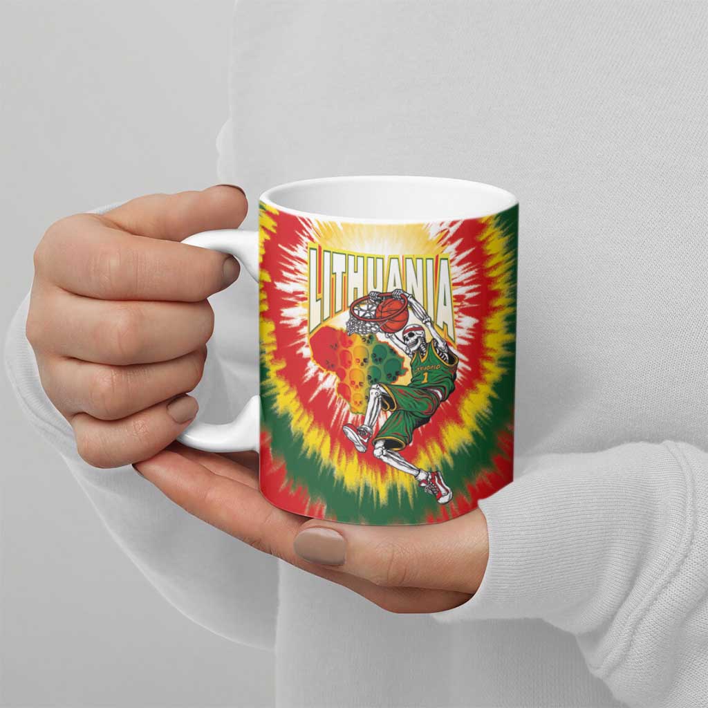 Custom Lithuania-Skeleton Power Dunk Ceramic Mug Tie Dye Style