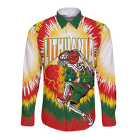 Custom Lithuania-Skeleton Power Dunk Long Sleeve Button Shirt Tie Dye Style