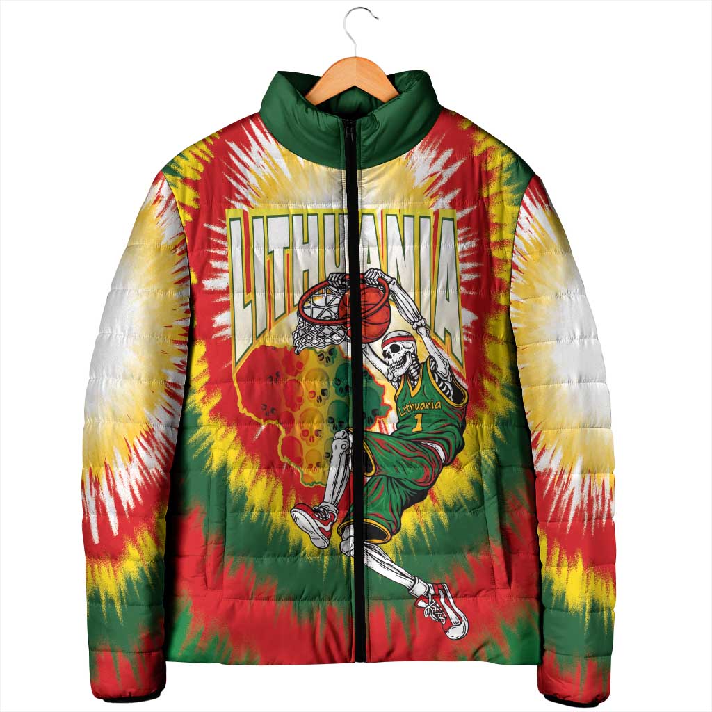 Custom Lithuania-Skeleton Power Dunk Padded Jacket Tie Dye Style