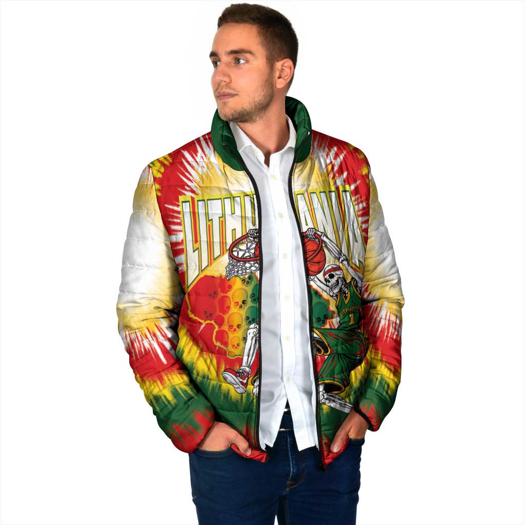 Custom Lithuania-Skeleton Power Dunk Padded Jacket Tie Dye Style