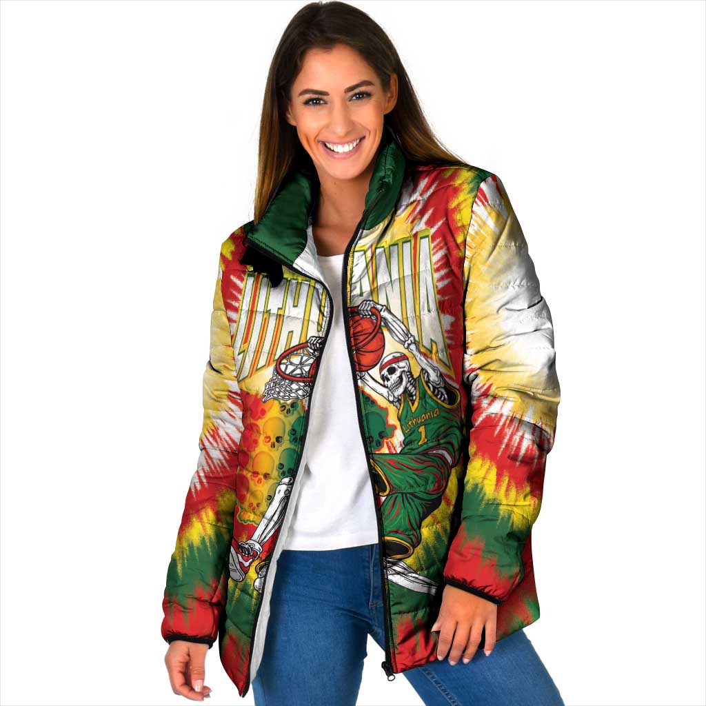 Custom Lithuania-Skeleton Power Dunk Padded Jacket Tie Dye Style