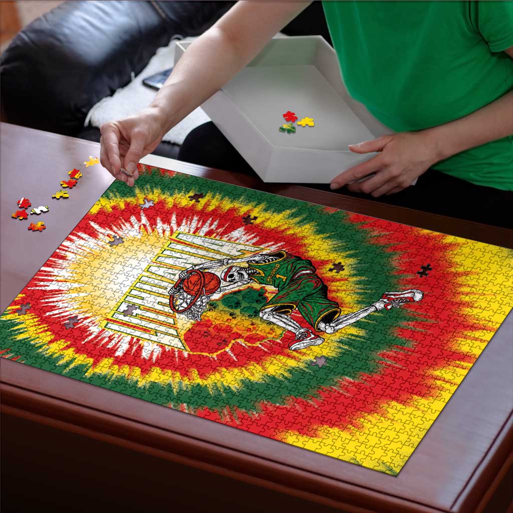 Lithuania-Skeleton Power Dunk Puzzle Tie Dye Style