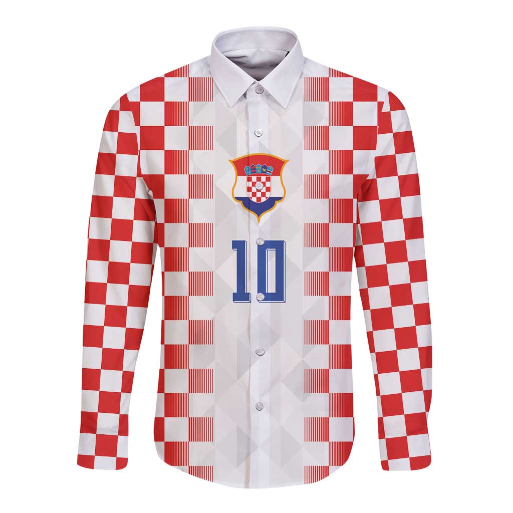 Custom Croatia Football Long Sleeve Button Shirt Vatreni Glory 2026