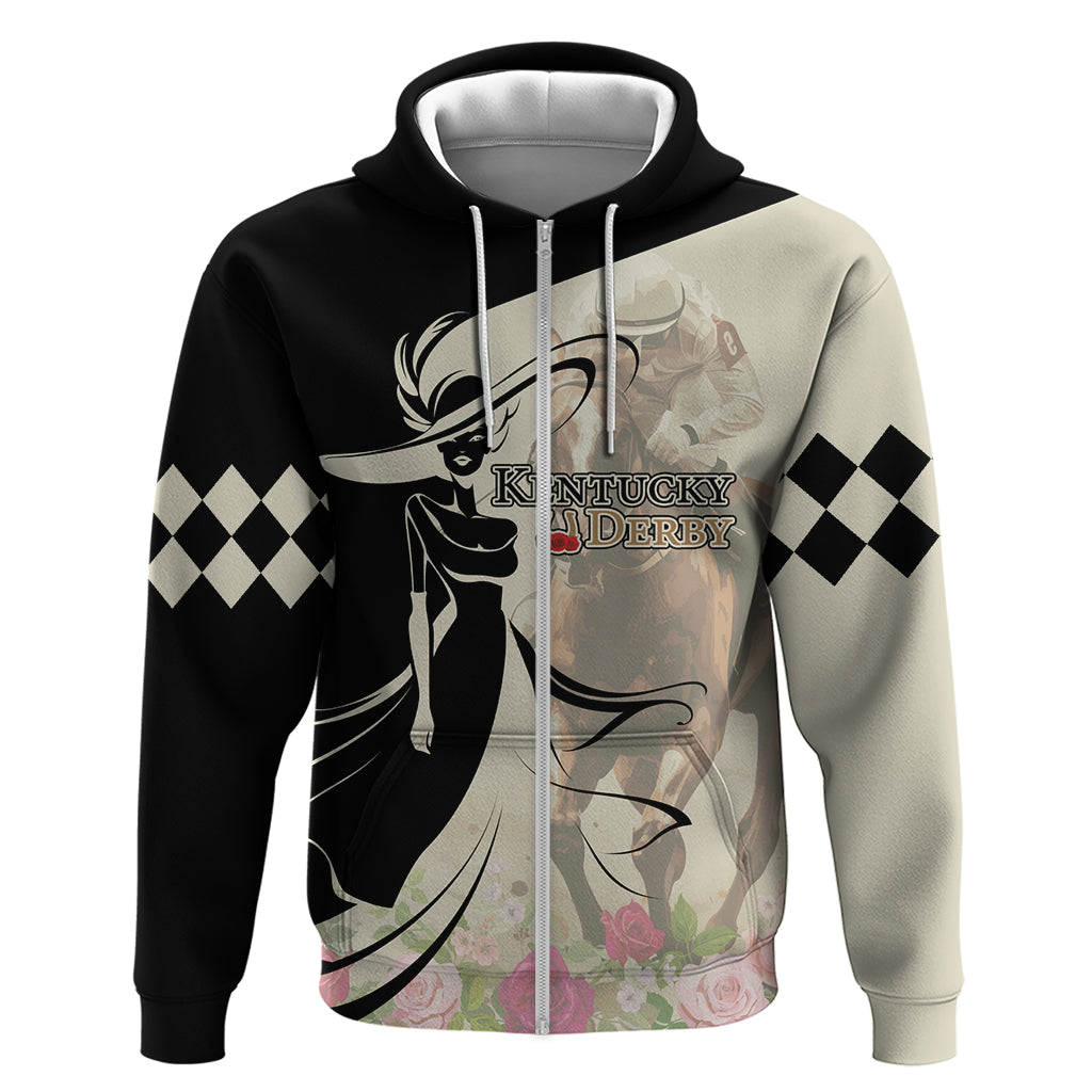 Kentucky Racing Horses Derby Hat Girl Zip Hoodie Beige Color - Wonder Print Shop