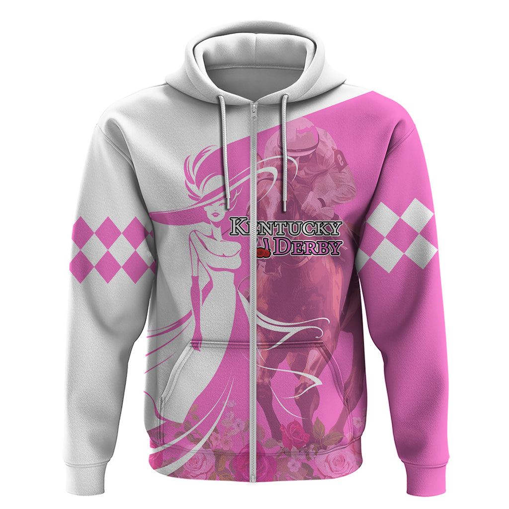 Kentucky Racing Horses Derby Hat Girl Zip Hoodie Pink Color - Wonder Print Shop