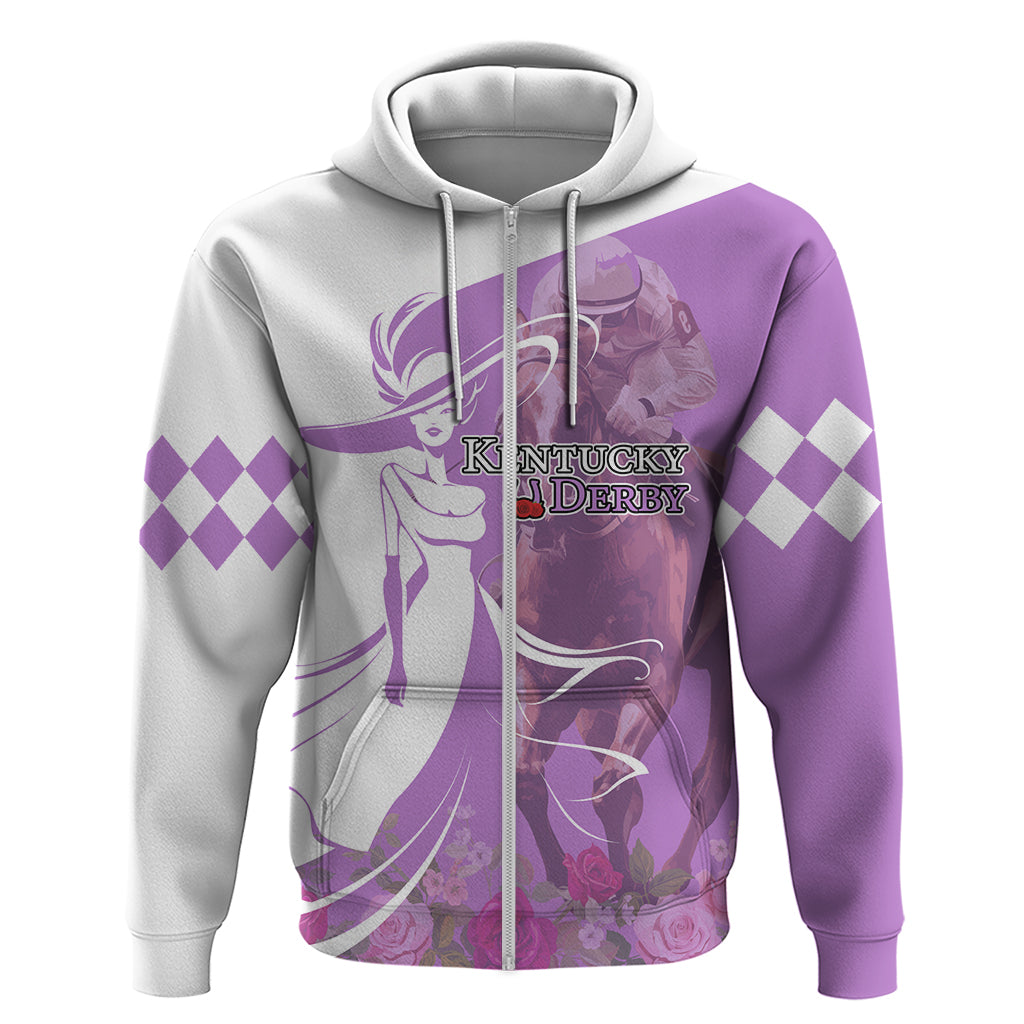 Kentucky Racing Horses Derby Hat Girl Zip Hoodie Purple Color - Wonder Print Shop