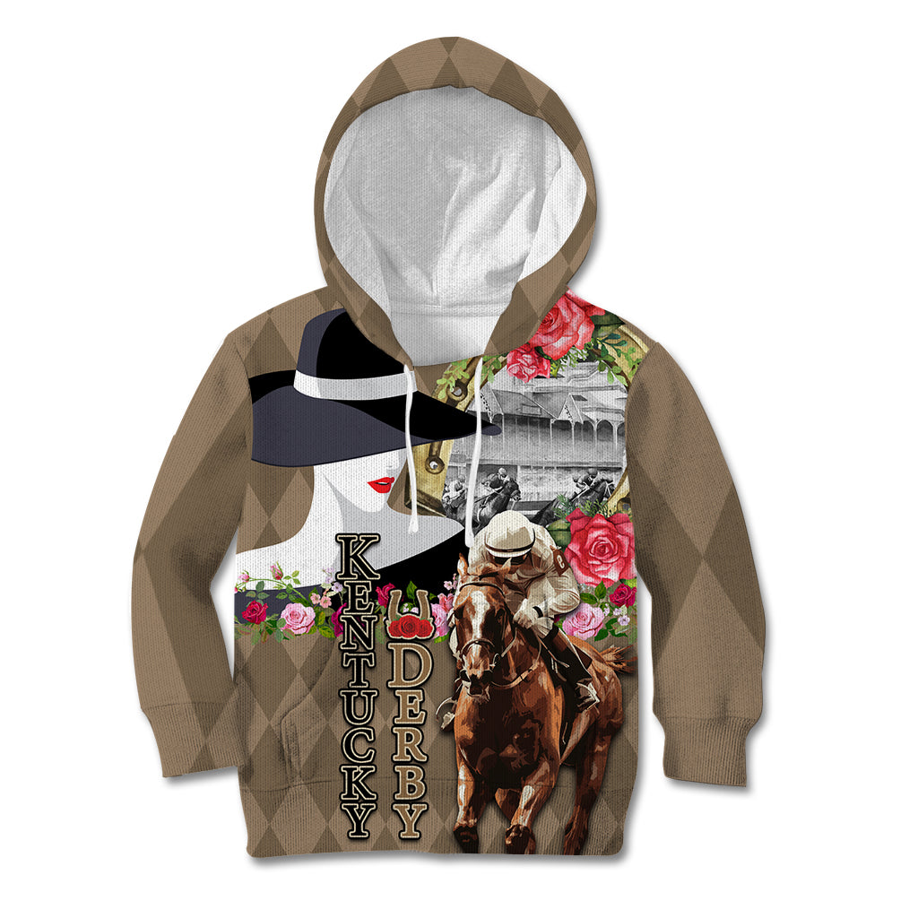 Kentucky Racing Horses Derby Hat Woman Kid Hoodie Churchill Downs and Shoehorse Roses - Wonder Print Shop