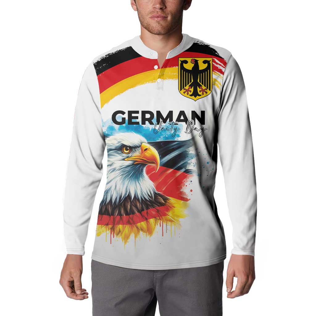 German Unity Day Button Sweatshirt Germany Flag with Eagle Head and Emblem