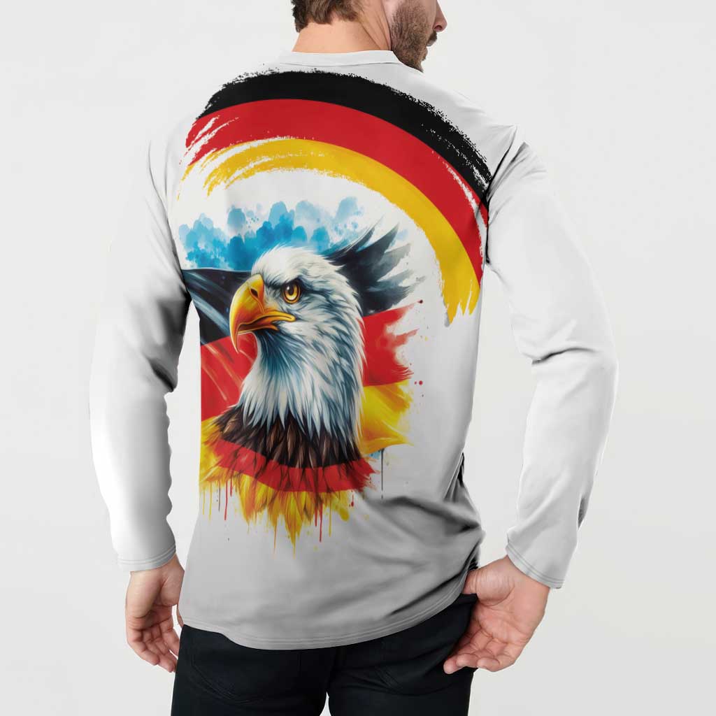German Unity Day Button Sweatshirt Germany Flag with Eagle Head and Emblem
