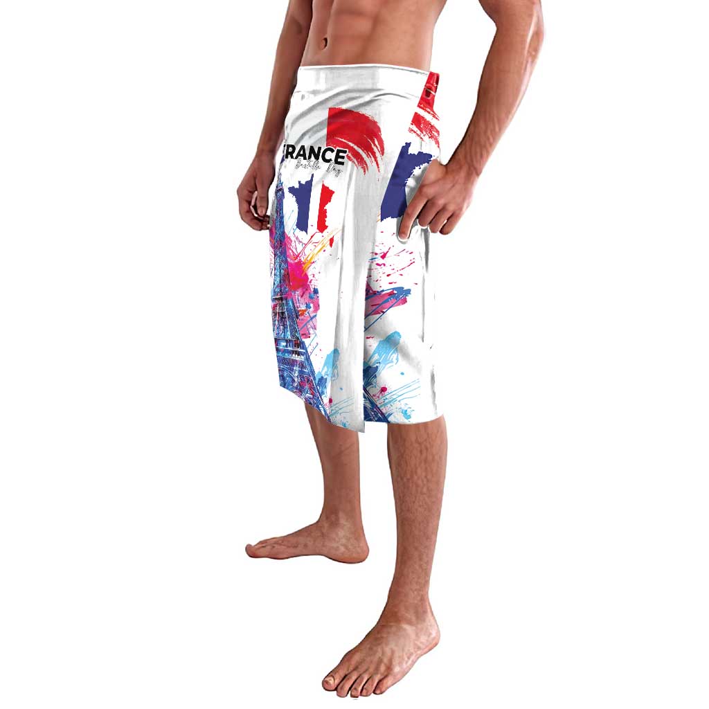 Bastille Day Lavalava Eiffel Tower Brush Strokes Colorful with The Map