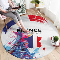 Bastille Day Round Carpet Eiffel Tower Brush Strokes Colorful with The Map