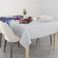 Bastille Day Tablecloth Eiffel Tower Brush Strokes Colorful with The Map