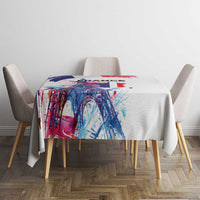 Bastille Day Tablecloth Eiffel Tower Brush Strokes Colorful with The Map