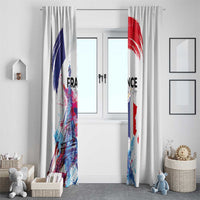 Bastille Day Window Curtain Eiffel Tower Brush Strokes Colorful with The Map