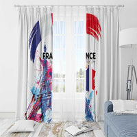 Bastille Day Window Curtain Eiffel Tower Brush Strokes Colorful with The Map