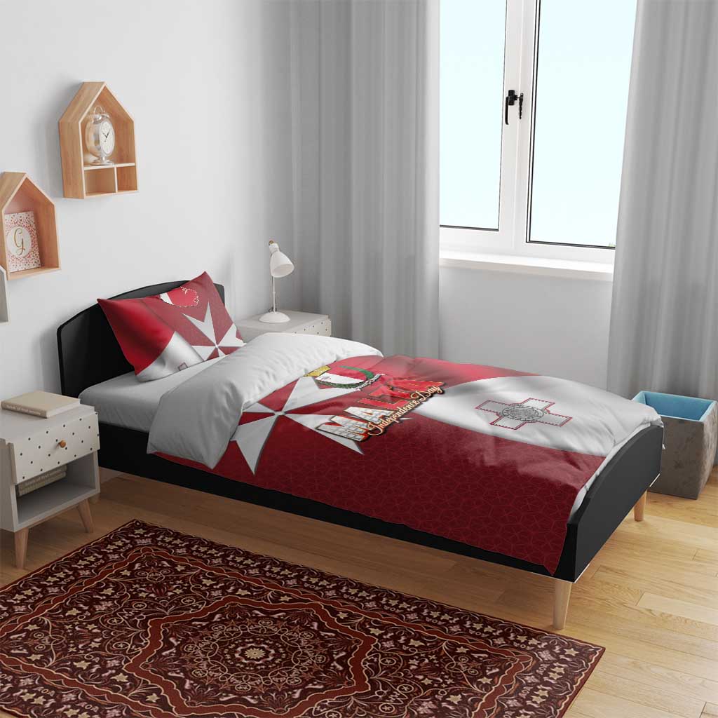 Malta Independence Day Bedding Set National Flag with Maltese Cross and Emblem