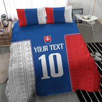Blue bedding set with red side panel, white number 10, Slovakia crest, “YOUR TEXT”