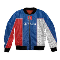 Unisex blue bomber jacket, full-zip with Slovakia emblem, SLOVAKIA print, red/white panels