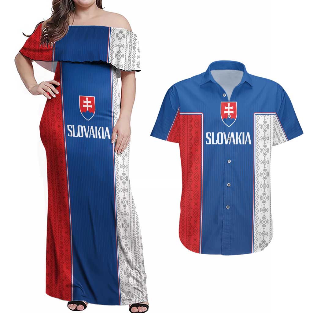 Custom Slovakia Football 2024 Go Champion Couples Matching Off Shoulder Maxi Dress and Hawaiian Shirt - Wonder Print Shop