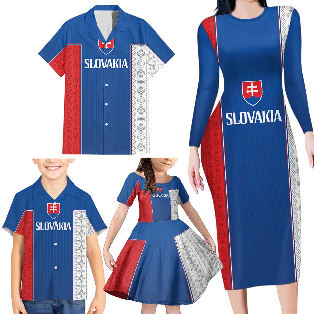 Custom Slovakia Football 2024 Go Champion Family Matching Long Sleeve Bodycon Dress and Hawaiian Shirt - Wonder Print Shop