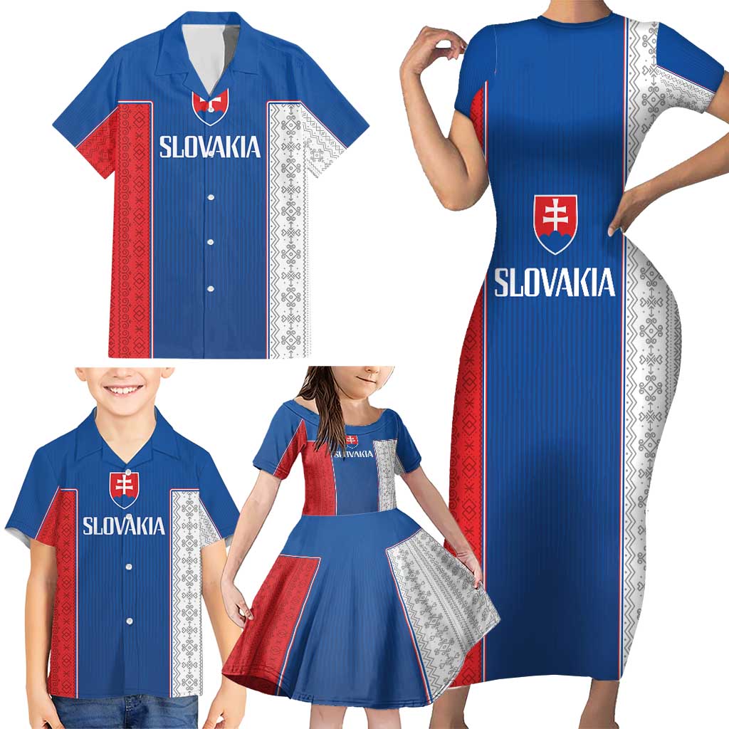 Custom Slovakia Football 2024 Go Champion Family Matching Short Sleeve Bodycon Dress and Hawaiian Shirt - Wonder Print Shop