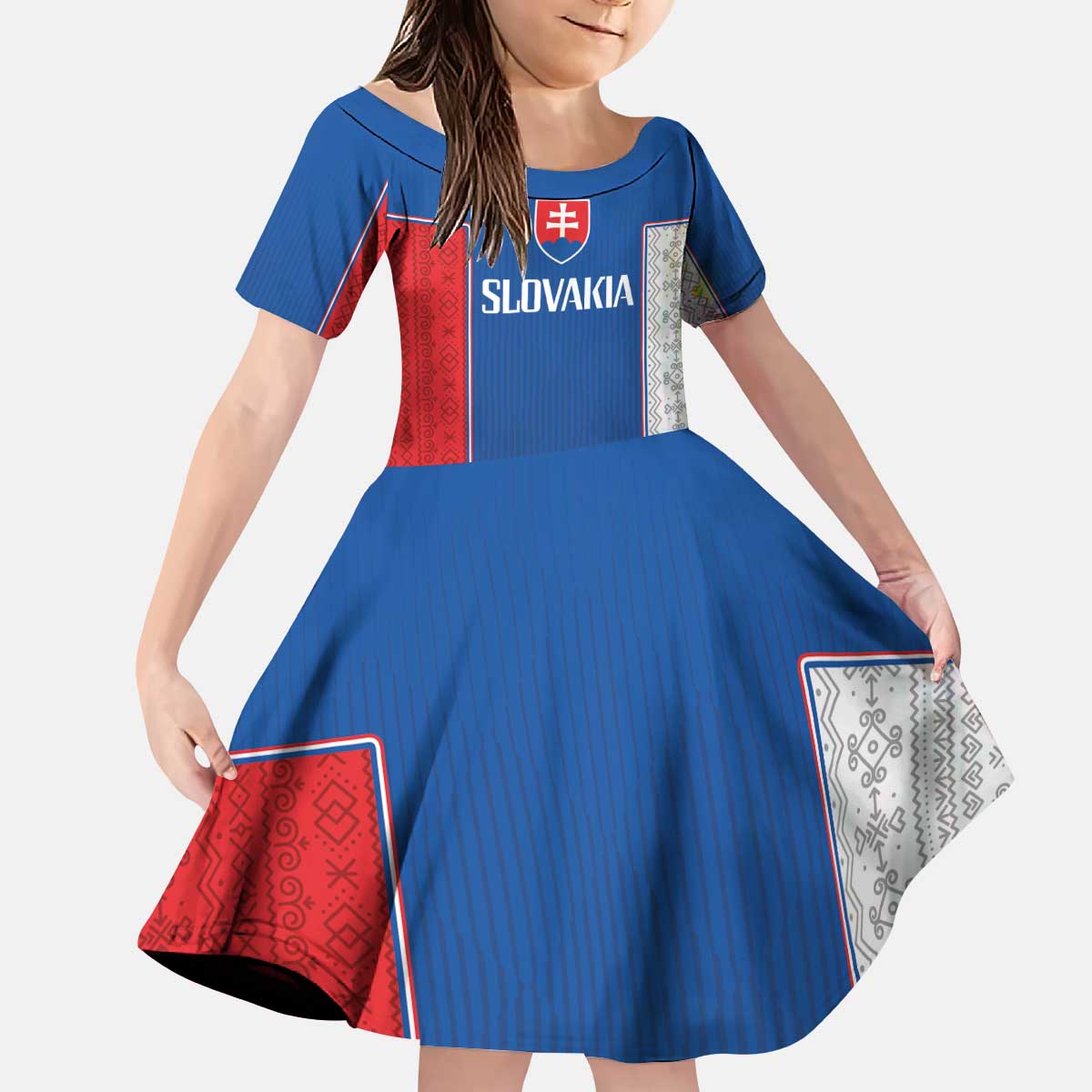 Custom Slovakia Football 2024 Go Champion Kid Short Sleeve Dress - Wonder Print Shop