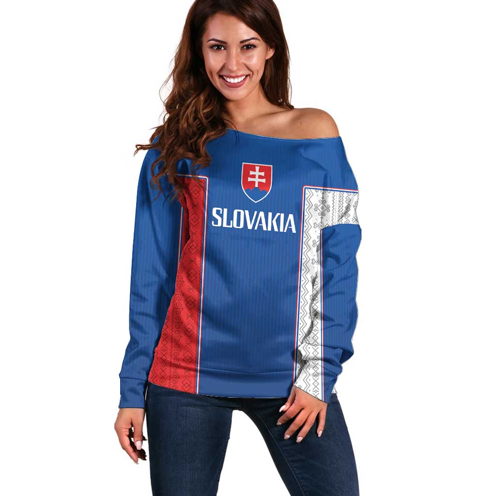 Custom Slovakia Football 2024 Go Champion Off Shoulder Sweater - Wonder Print Shop