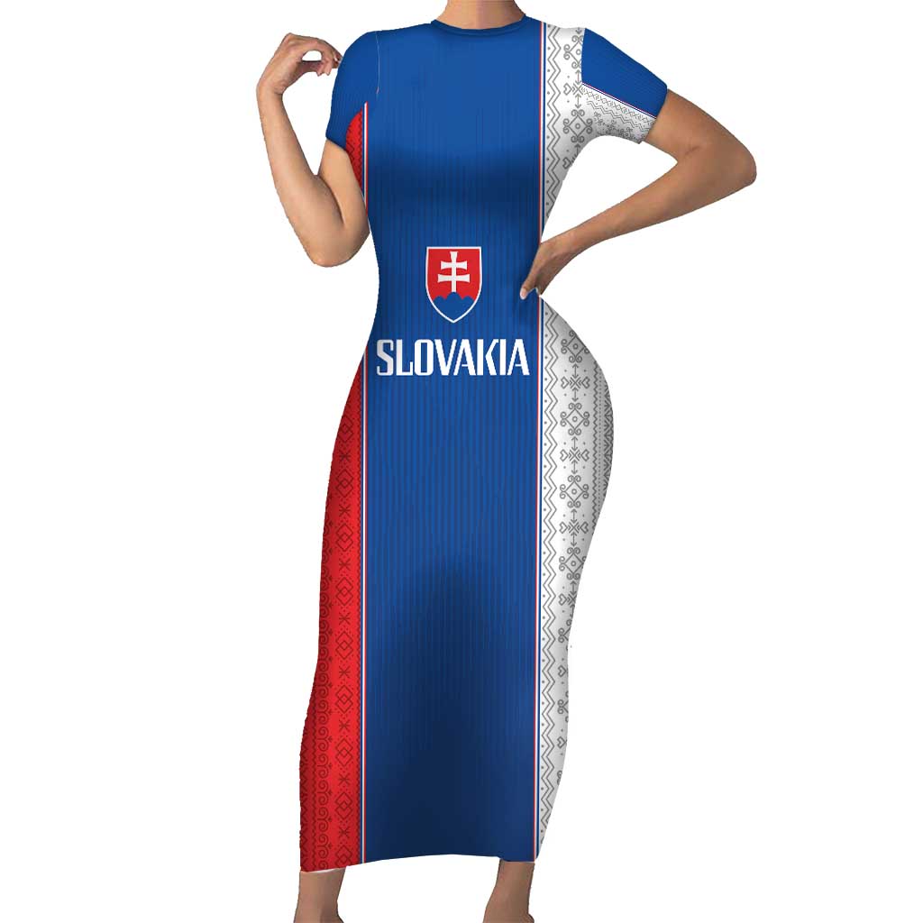 Custom Slovakia Football 2024 Go Champion Short Sleeve Bodycon Dress - Wonder Print Shop