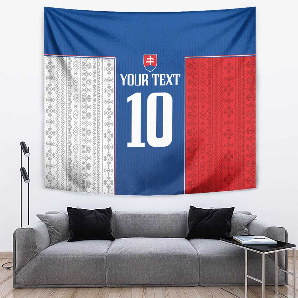 Blue and red football tapestry with white side panels, cross emblem, and large '10'.