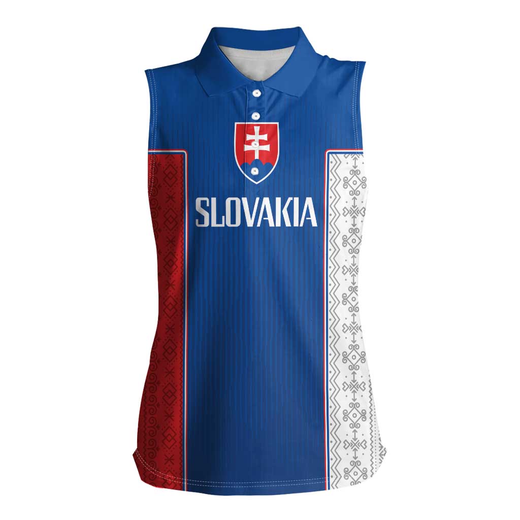 Custom Slovakia Football 2024 Go Champion Women Sleeveless Polo Shirt - Wonder Print Shop