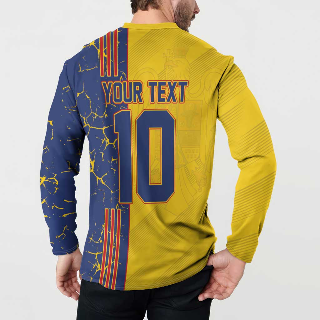 Back view on model: two-tone sweatshirt with YOUR TEXT and number 10