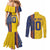 Custom Romania Football 2024 Go Champion Couples Matching Mermaid Dress and Long Sleeve Button Shirt