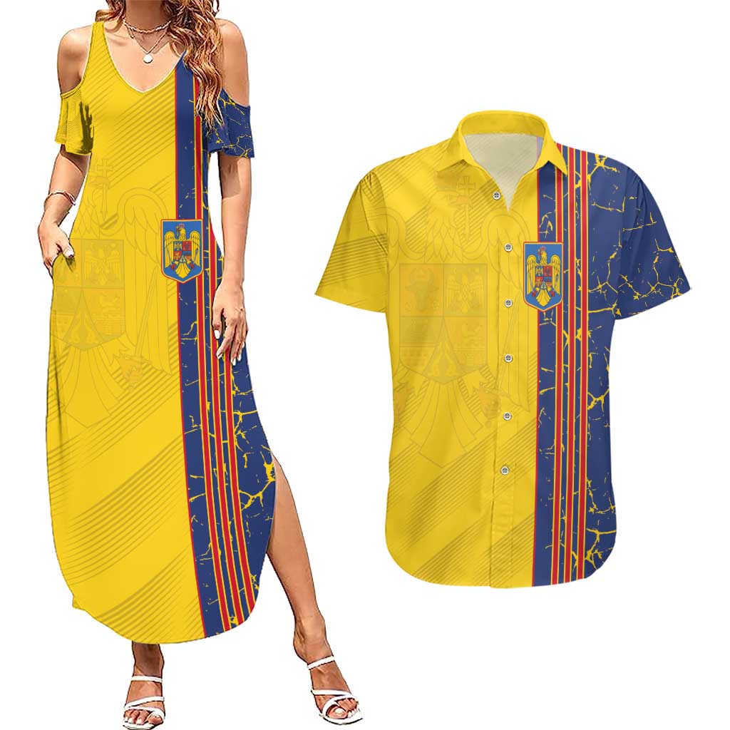 Custom Romania Football 2024 Go Champion Couples Matching Summer Maxi Dress and Hawaiian Shirt - Wonder Print Shop