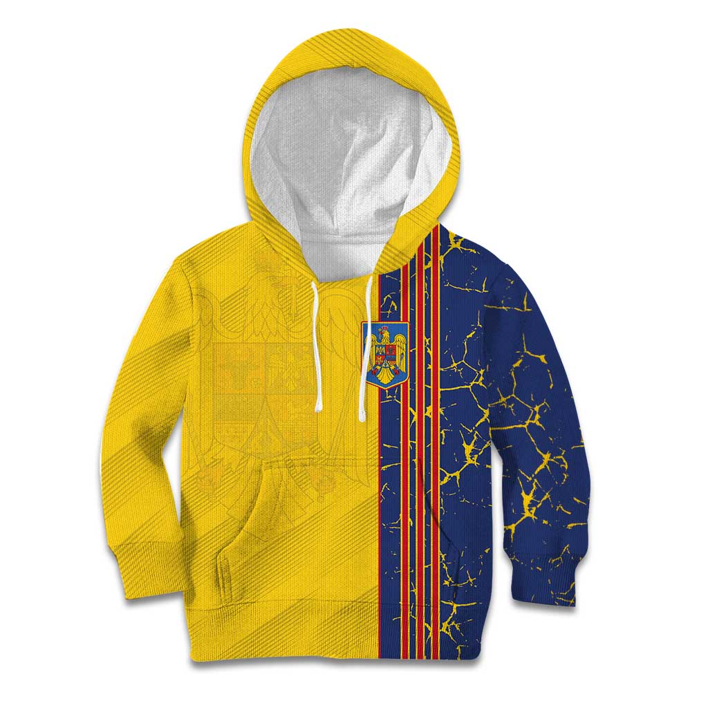 Custom Romania Football 2024 Go Champion Kid Hoodie - Wonder Print Shop