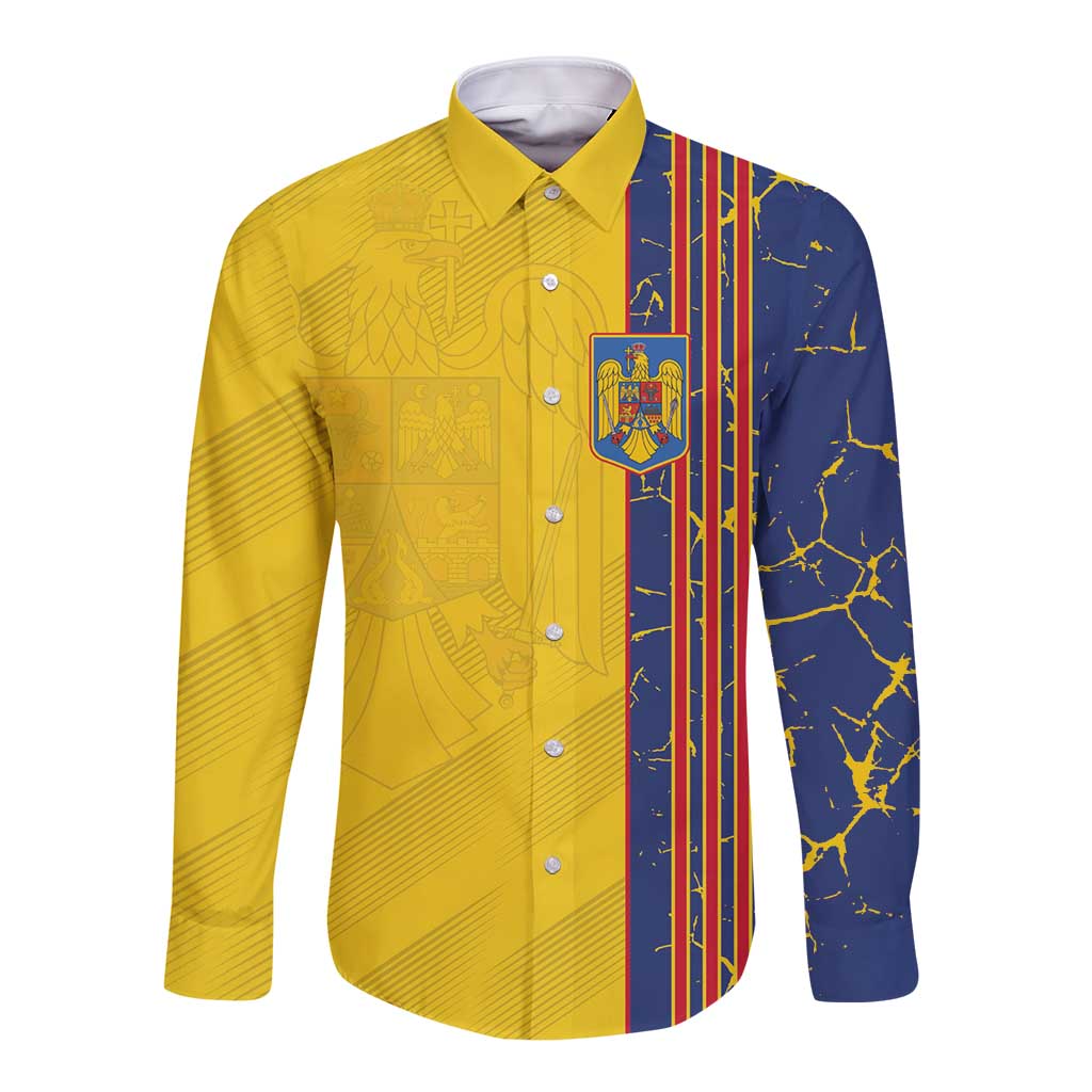 Custom Romania Football 2024 Go Champion Long Sleeve Button Shirt - Wonder Print Shop