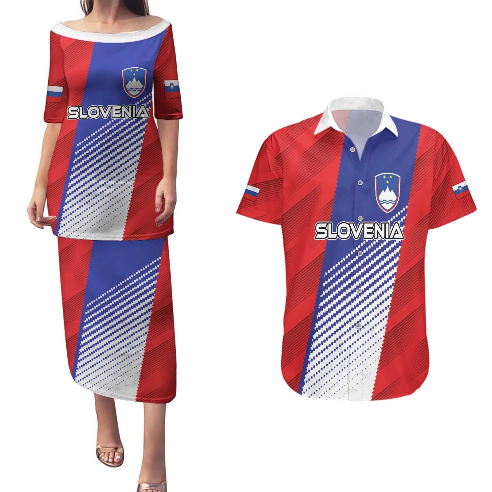 Custom Slovenia Football 2024 Go Champion Couples Matching Puletasi and Hawaiian Shirt - Wonder Print Shop