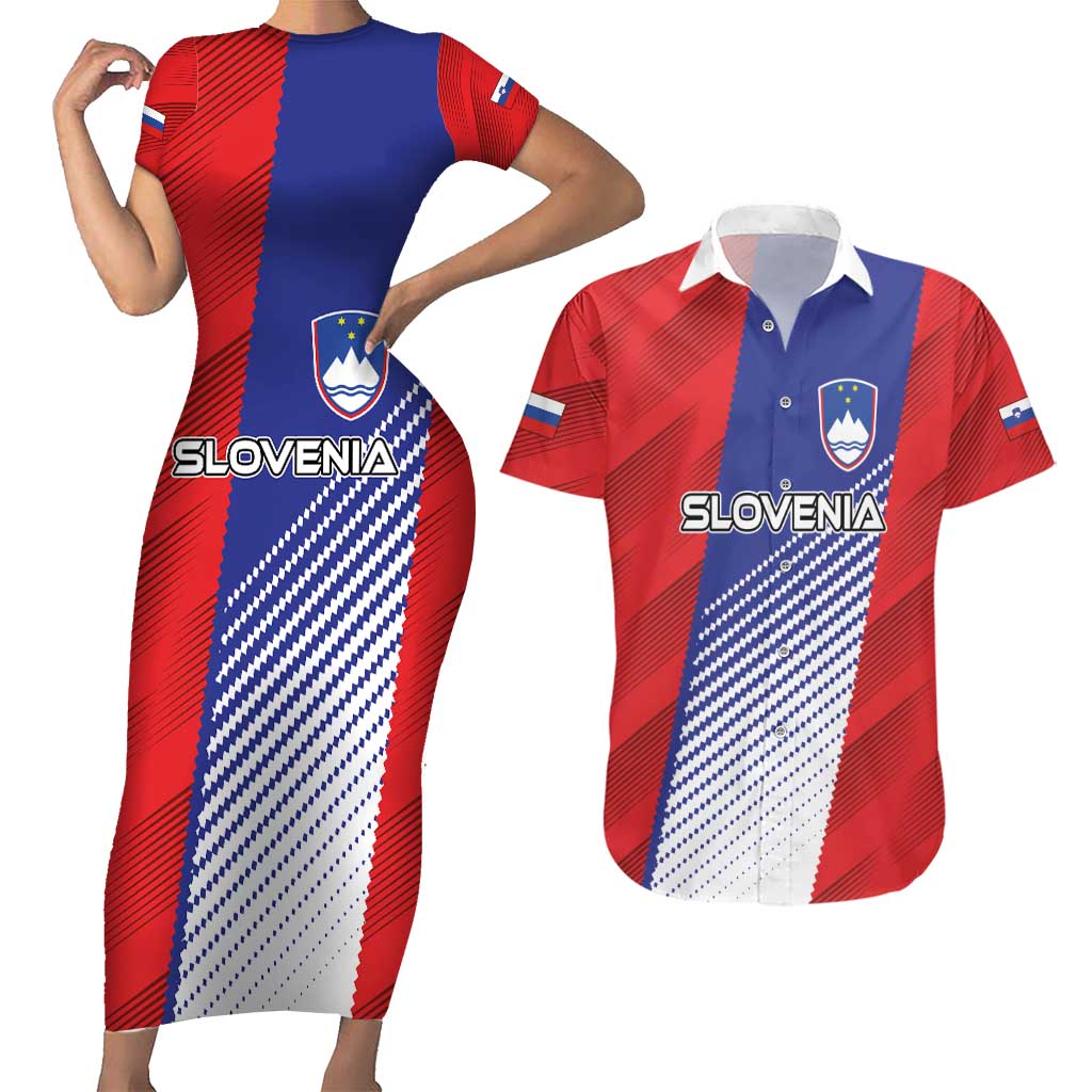 Custom Slovenia Football 2024 Go Champion Couples Matching Short Sleeve Bodycon Dress and Hawaiian Shirt - Wonder Print Shop