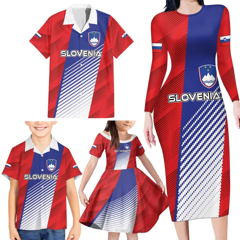 Custom Slovenia Football 2024 Go Champion Family Matching Long Sleeve Bodycon Dress and Hawaiian Shirt - Wonder Print Shop