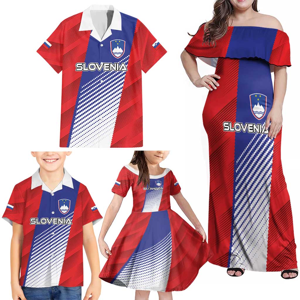 Custom Slovenia Football 2024 Go Champion Family Matching Off Shoulder Maxi Dress and Hawaiian Shirt - Wonder Print Shop