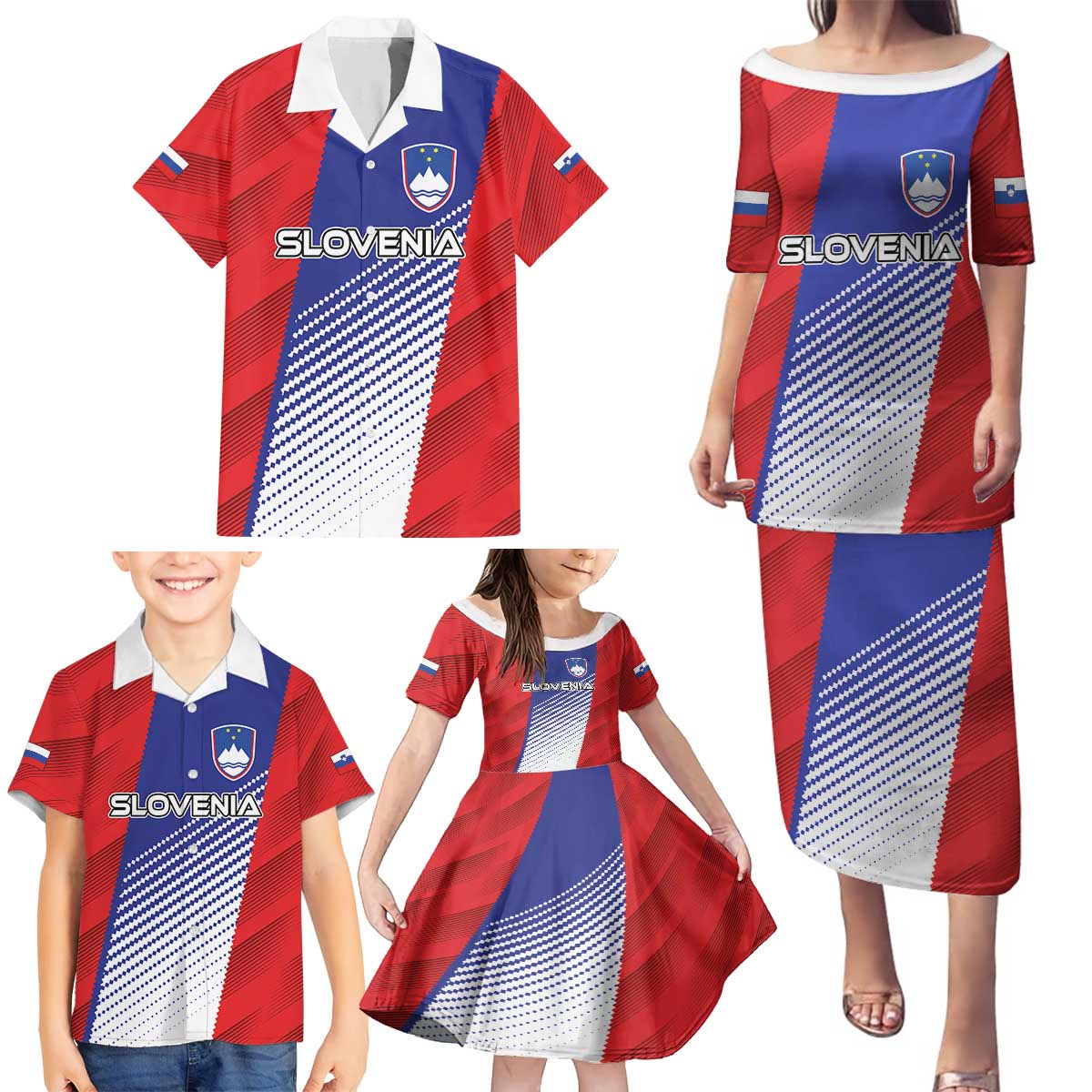 Custom Slovenia Football 2024 Go Champion Family Matching Puletasi and Hawaiian Shirt - Wonder Print Shop