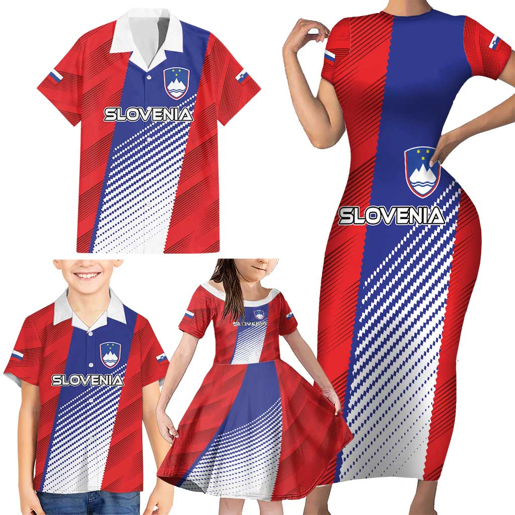 Custom Slovenia Football 2024 Go Champion Family Matching Short Sleeve Bodycon Dress and Hawaiian Shirt - Wonder Print Shop